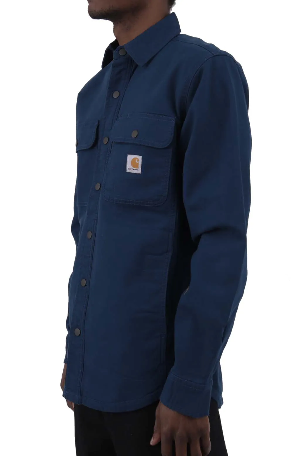 (105419) Rugged Flex Relaxed Fit Canvas Fleece-Lined Shirt Jacket - Night Blue