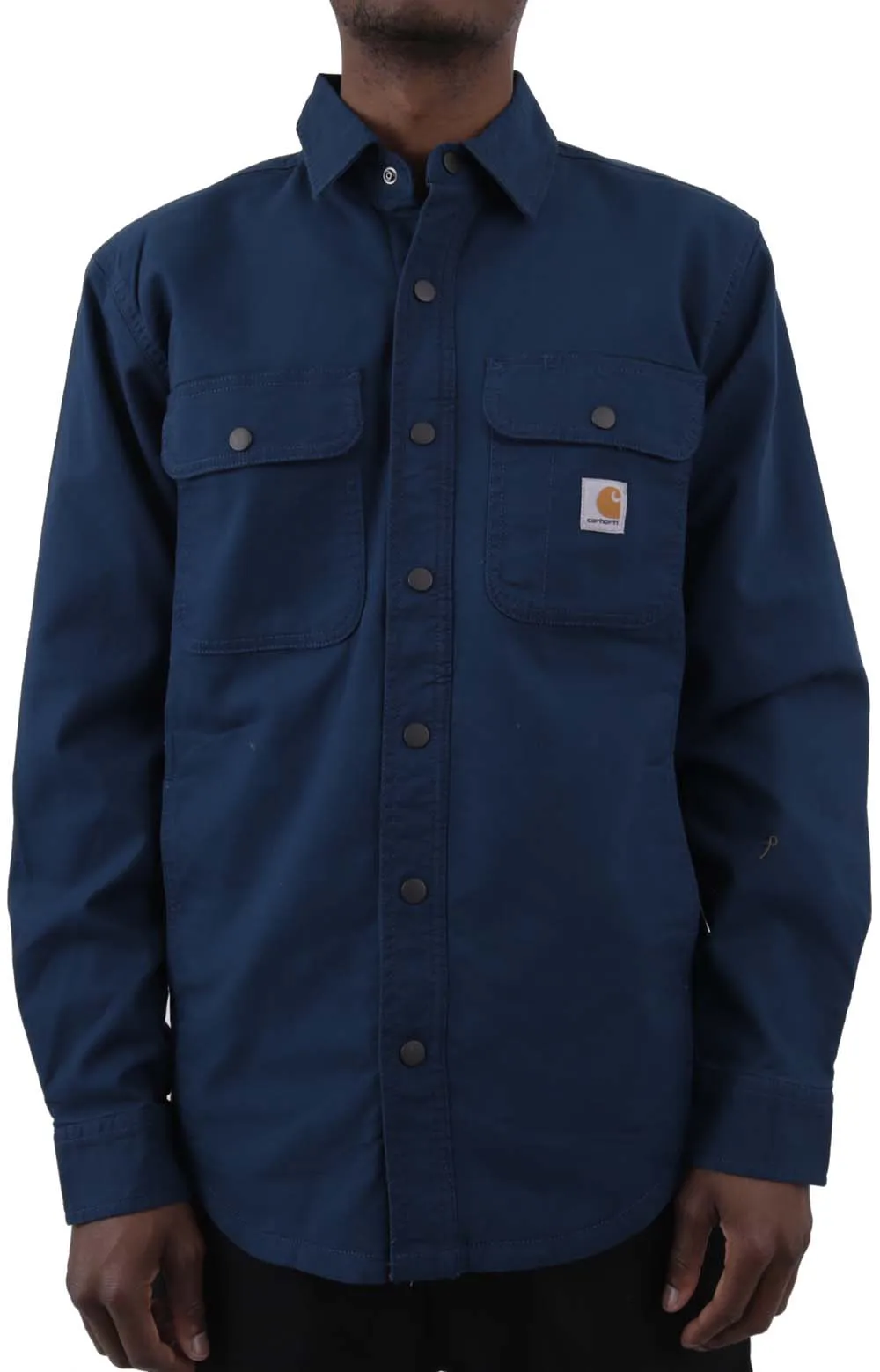 (105419) Rugged Flex Relaxed Fit Canvas Fleece-Lined Shirt Jacket - Night Blue