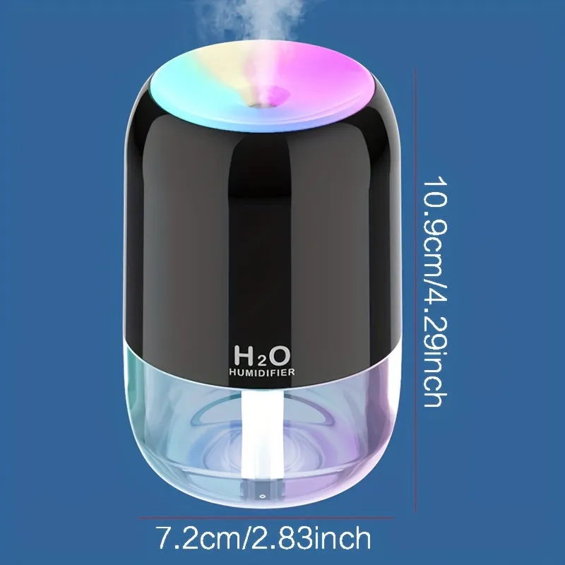 1pc USB Portable Mini Air Humidifier Colorful Humidifier Room Office Desktop Home Car Humidifier, Spray Mute Ultrasonic Scented Diffuser For Skin Moisturizing Hydrating, Car Bedroom Room Office Travel Home Use, Auto Shut Off 2 Spray Modes