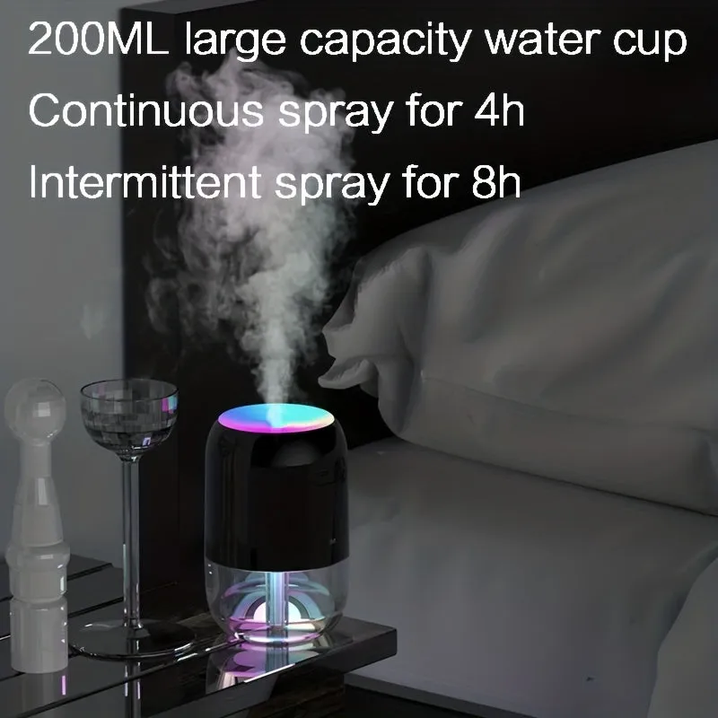 1pc USB Portable Mini Air Humidifier Colorful Humidifier Room Office Desktop Home Car Humidifier, Spray Mute Ultrasonic Scented Diffuser For Skin Moisturizing Hydrating, Car Bedroom Room Office Travel Home Use, Auto Shut Off 2 Spray Modes