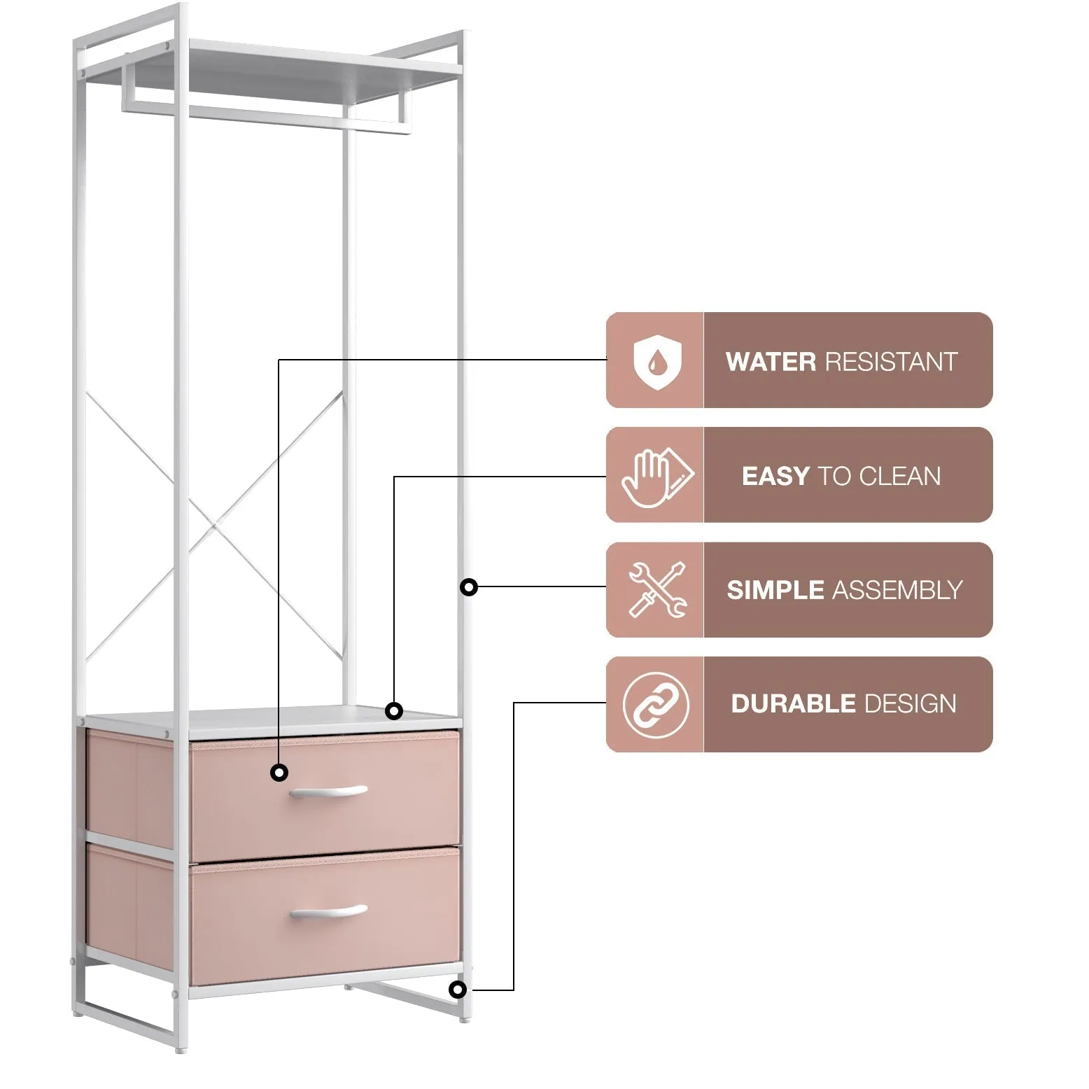 2 Drawer Clothing Rack Storage