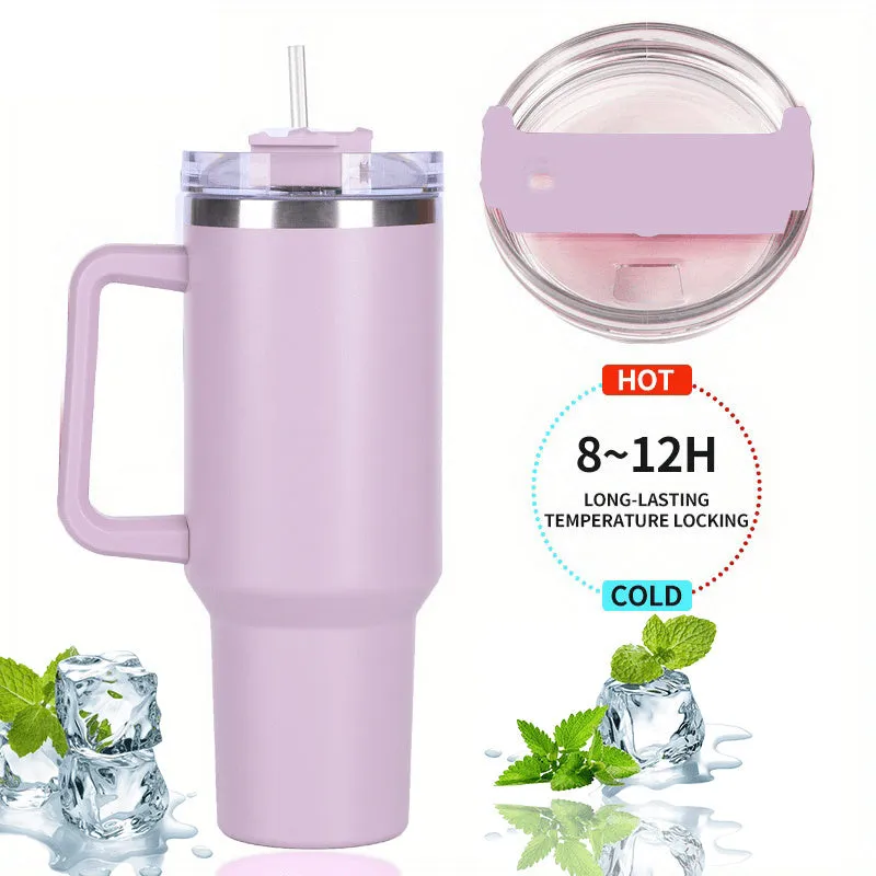 40oz Stainless Steel Vacuum Cup - Large Capacity, Portable Water Bottle With Straw - Perfect Gift For Men & Women On Valentine's, Christmas & Birthdays!