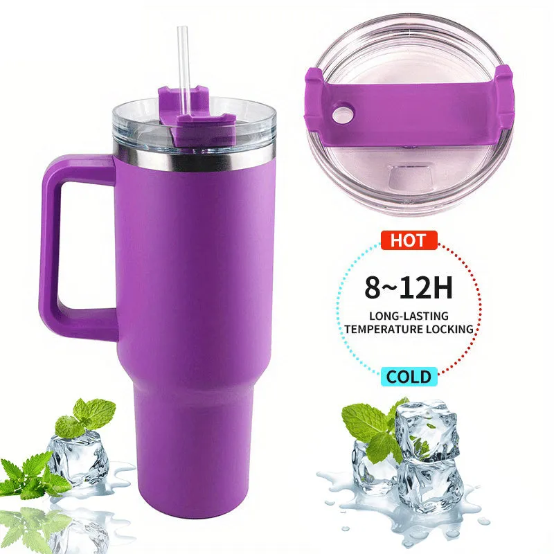 40oz Stainless Steel Vacuum Cup - Large Capacity, Portable Water Bottle With Straw - Perfect Gift For Men & Women On Valentine's, Christmas & Birthdays!