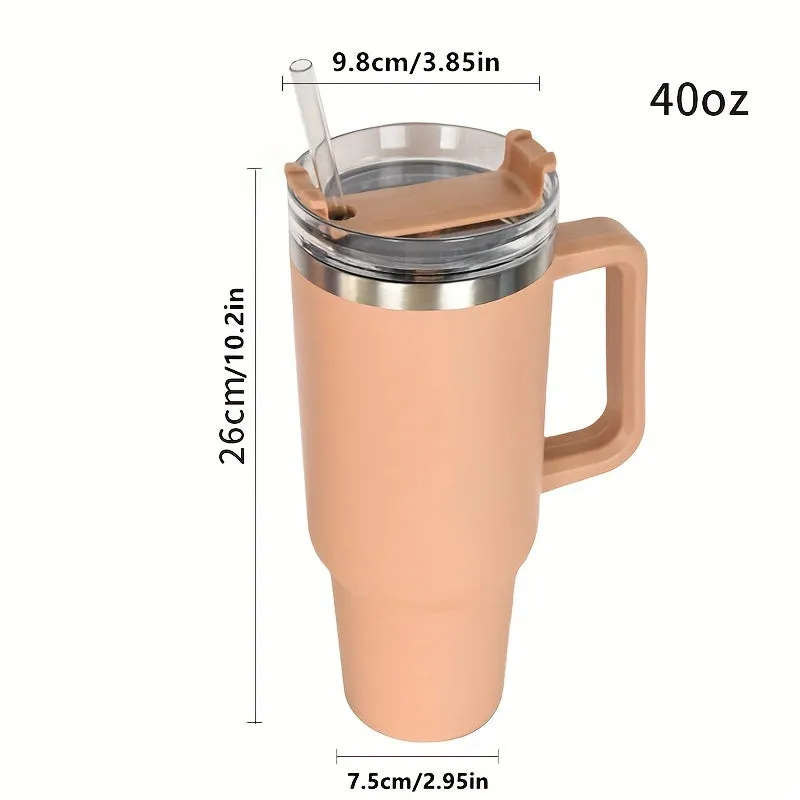 40oz Stainless Steel Vacuum Cup - Large Capacity, Portable Water Bottle With Straw - Perfect Gift For Men & Women On Valentine's, Christmas & Birthdays!