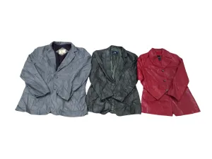 90s Color Leather Blazer Jackets Mix - 11 pcs - 8/10/24