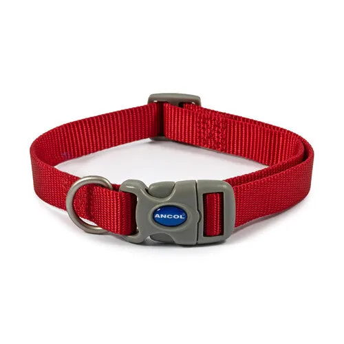 Ancol Viva Nylon Adjustable Collar Red 20-30cm Size 1-2