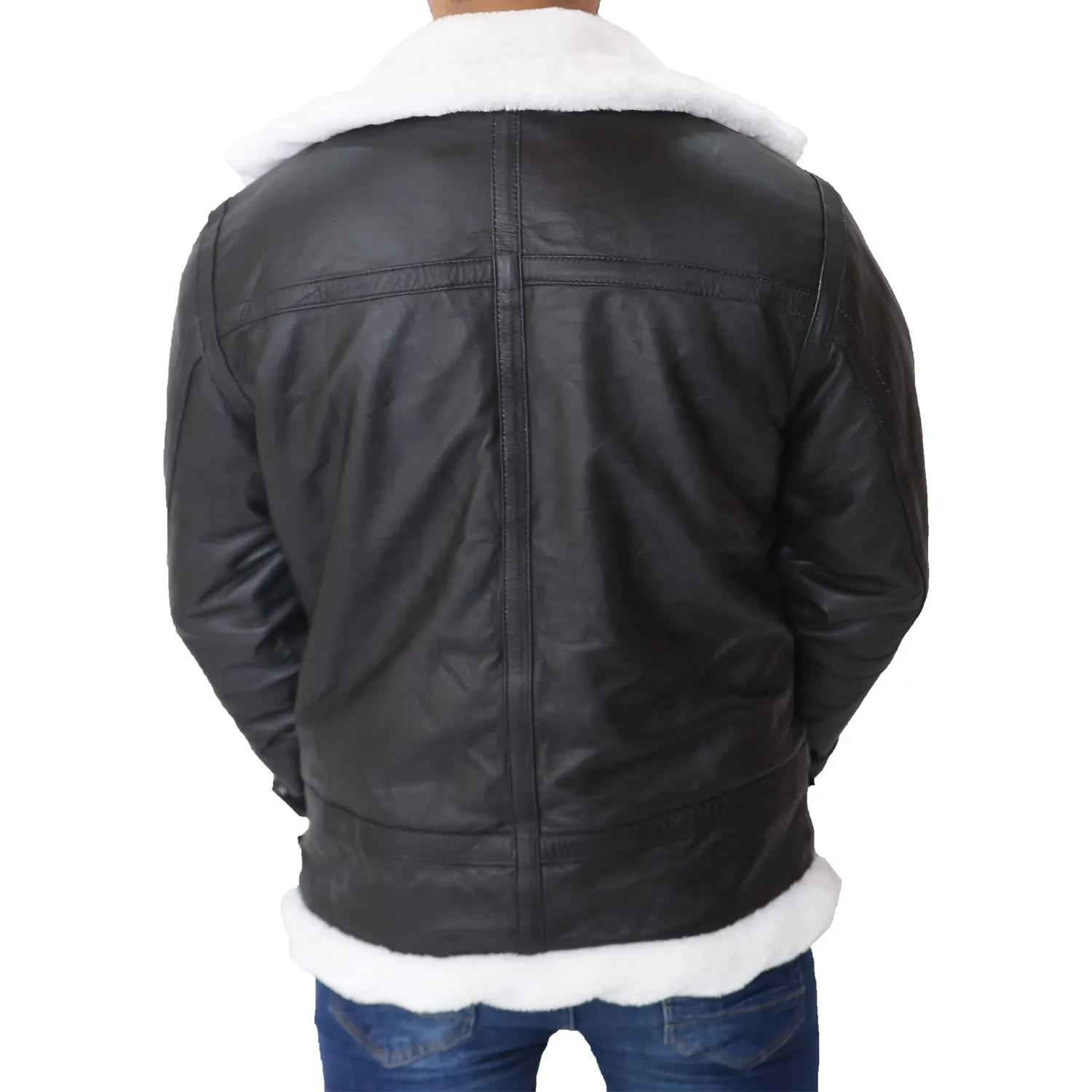 B3 Bomber Aviator Shearling Black Men's Leather Jacket