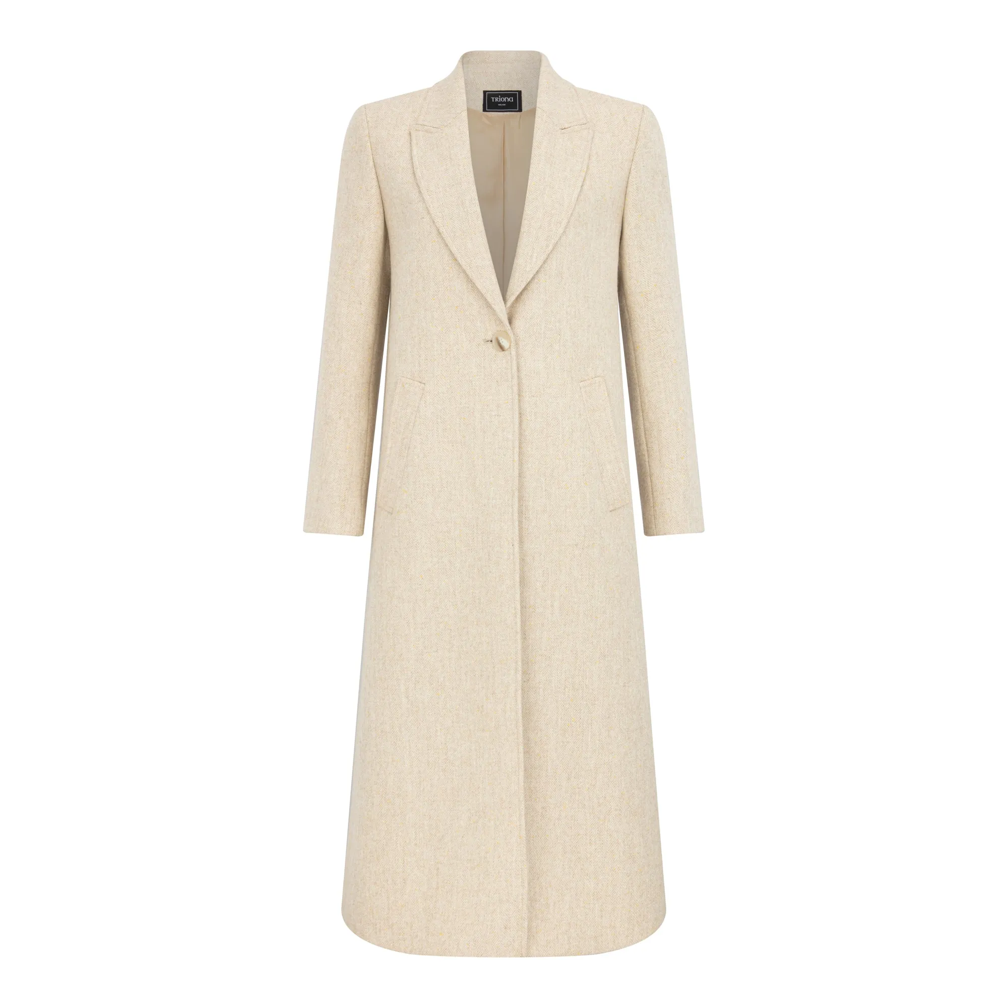 Beige Herringbone Shannon Tweed Coat