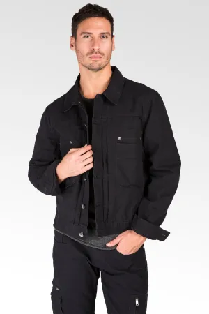 Black Heavy Canvas Trucker Jacket 100% Cotton Rugged & Stylish