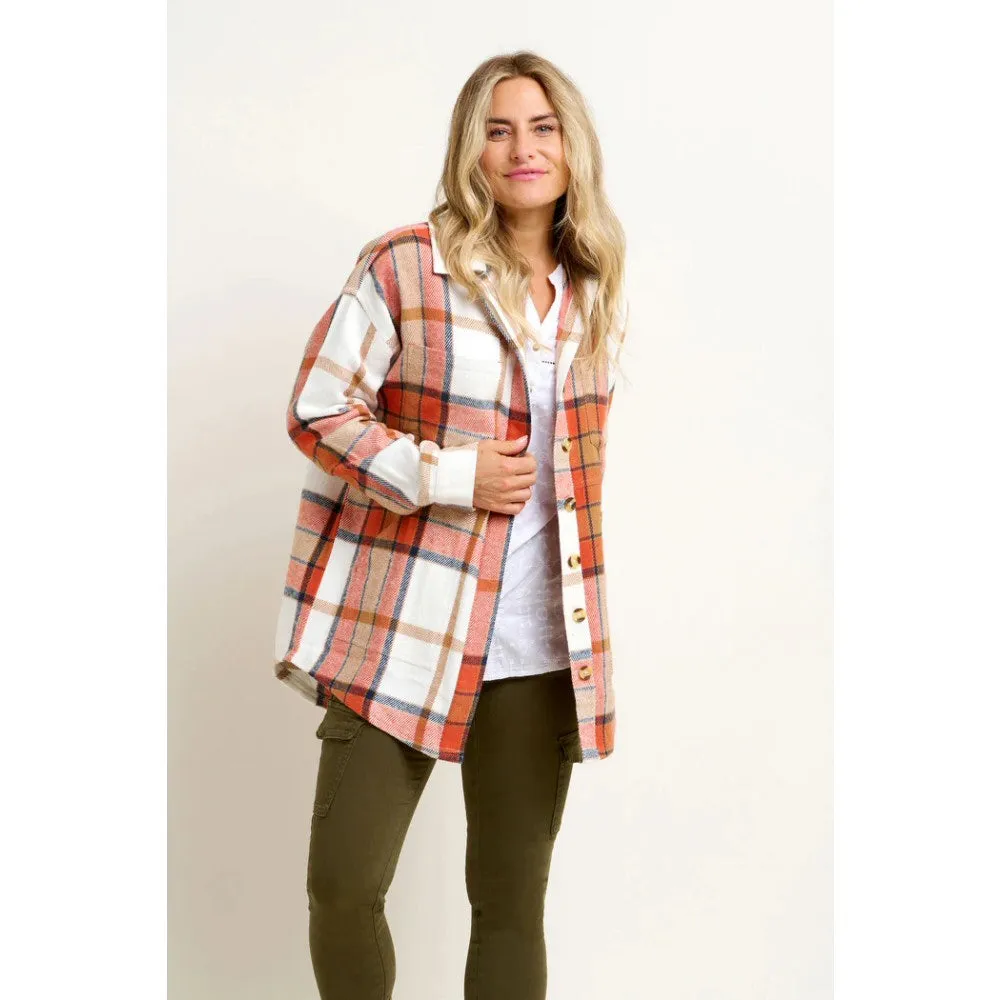 Brakeburn 18 Pink Pumpkin Flannel Shacket