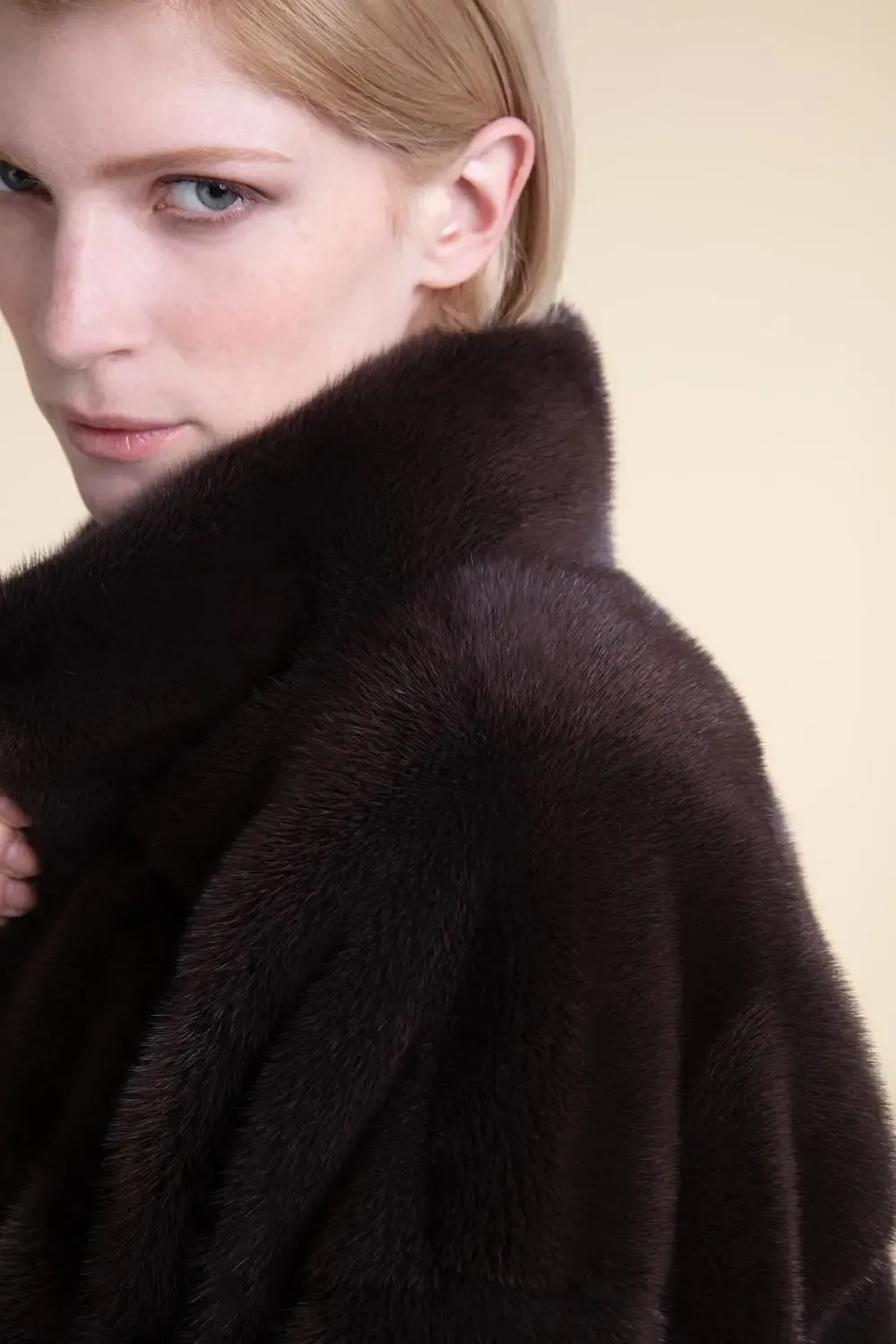 Brown mink fur jacket