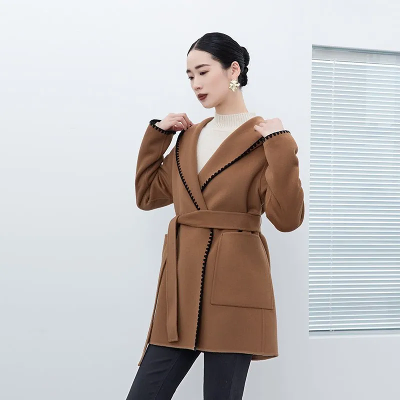 Camel Wool Coats With Belt