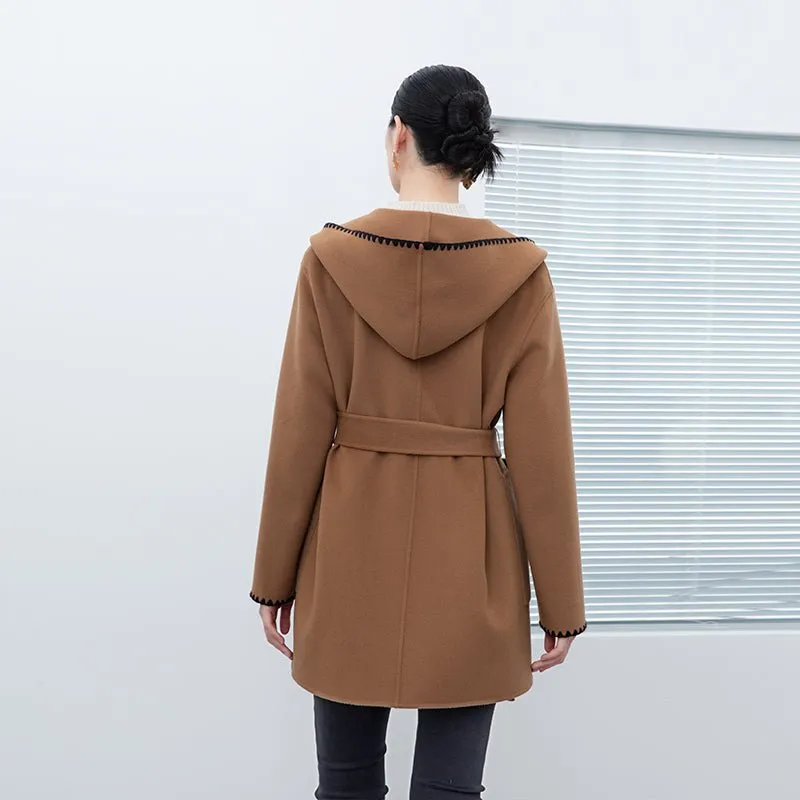 Camel Wool Coats With Belt