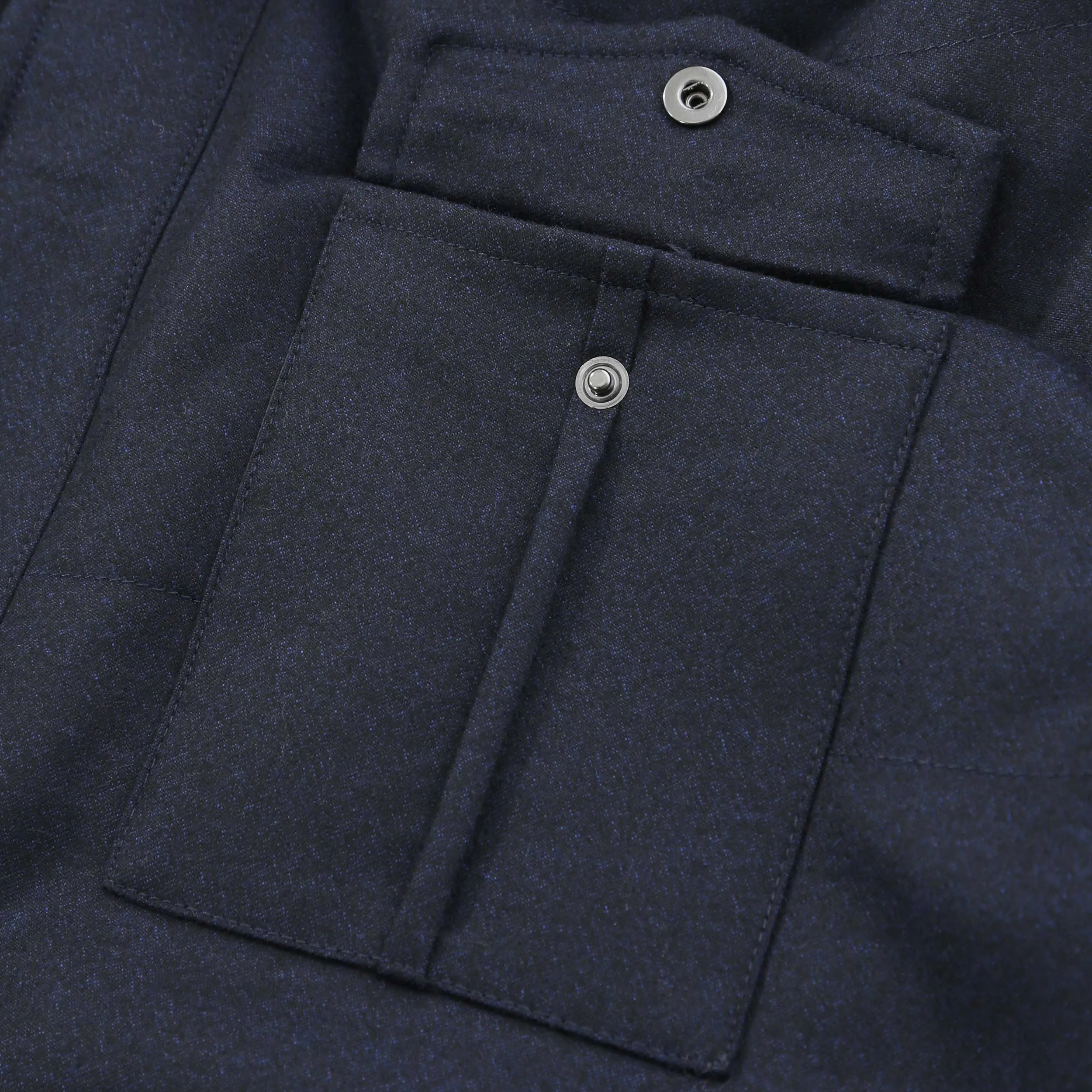 Canali Reversible Wool Flannel Shacket in Navy