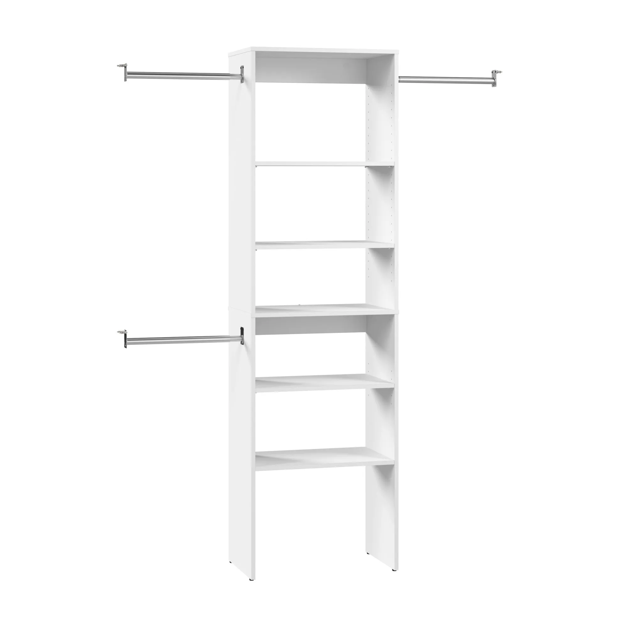 Carina 24W Closet Organizer with Clothing Rods in White