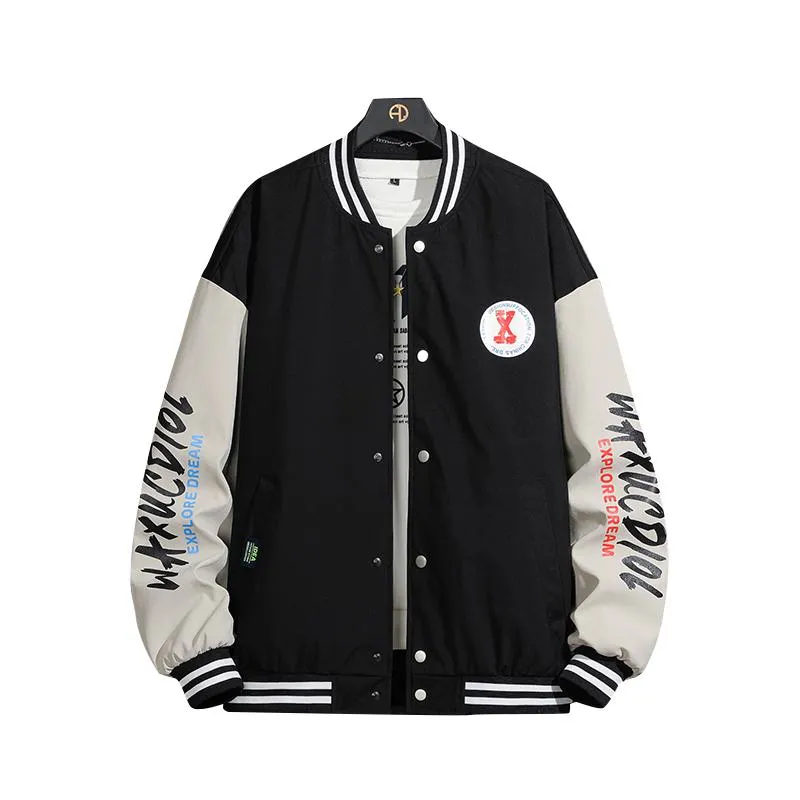 Casual Loose Fit Stand-Up Collar Versatile Varsity Jacket