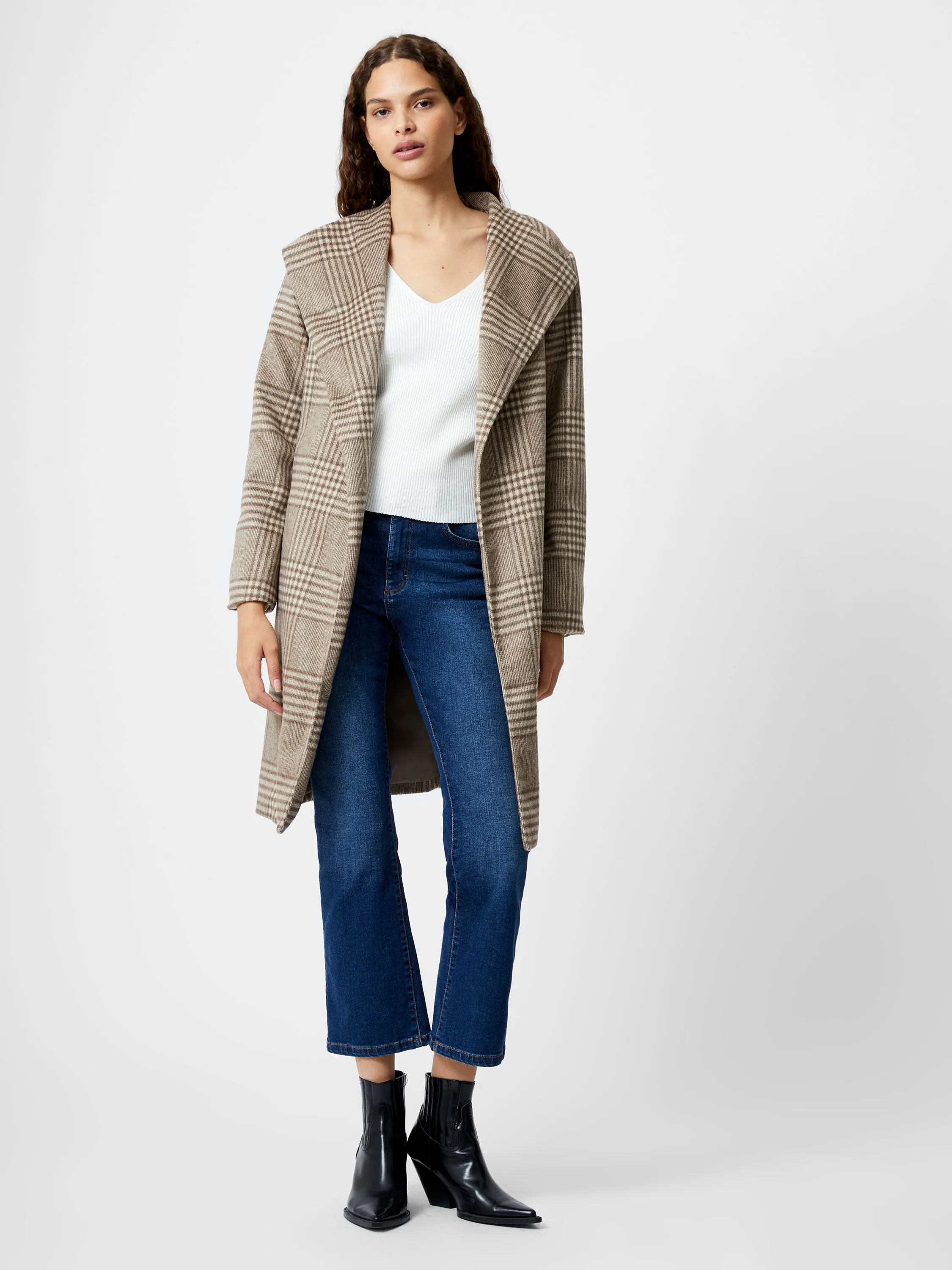 Check Belted Wrap Coat