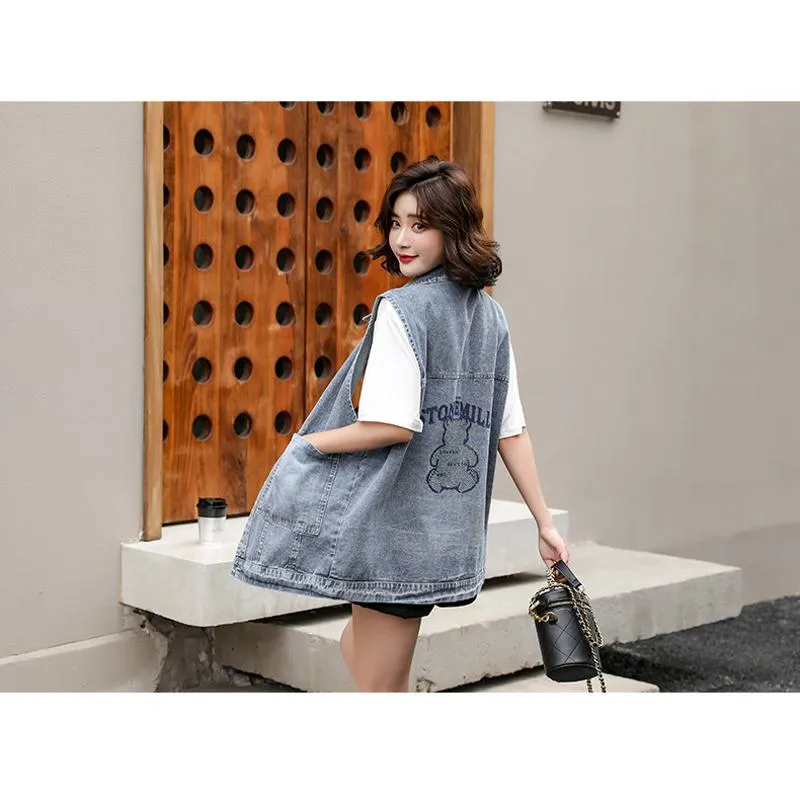 Chic Versatile Slimming Thigh-Length Denim Coat