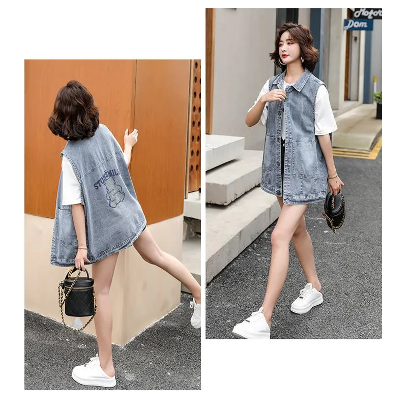 Chic Versatile Slimming Thigh-Length Denim Coat