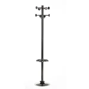 Coat & umbrella stand with 8 coat hooks and 8 umbrella hooks 1780mm high - black