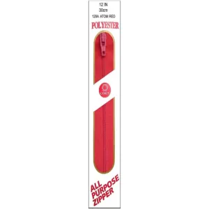 Coats All-Purpose Plastic Zipper 12in Atom Red