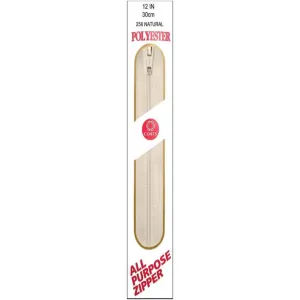 Coats All-Purpose Plastic Zipper 12in Natural