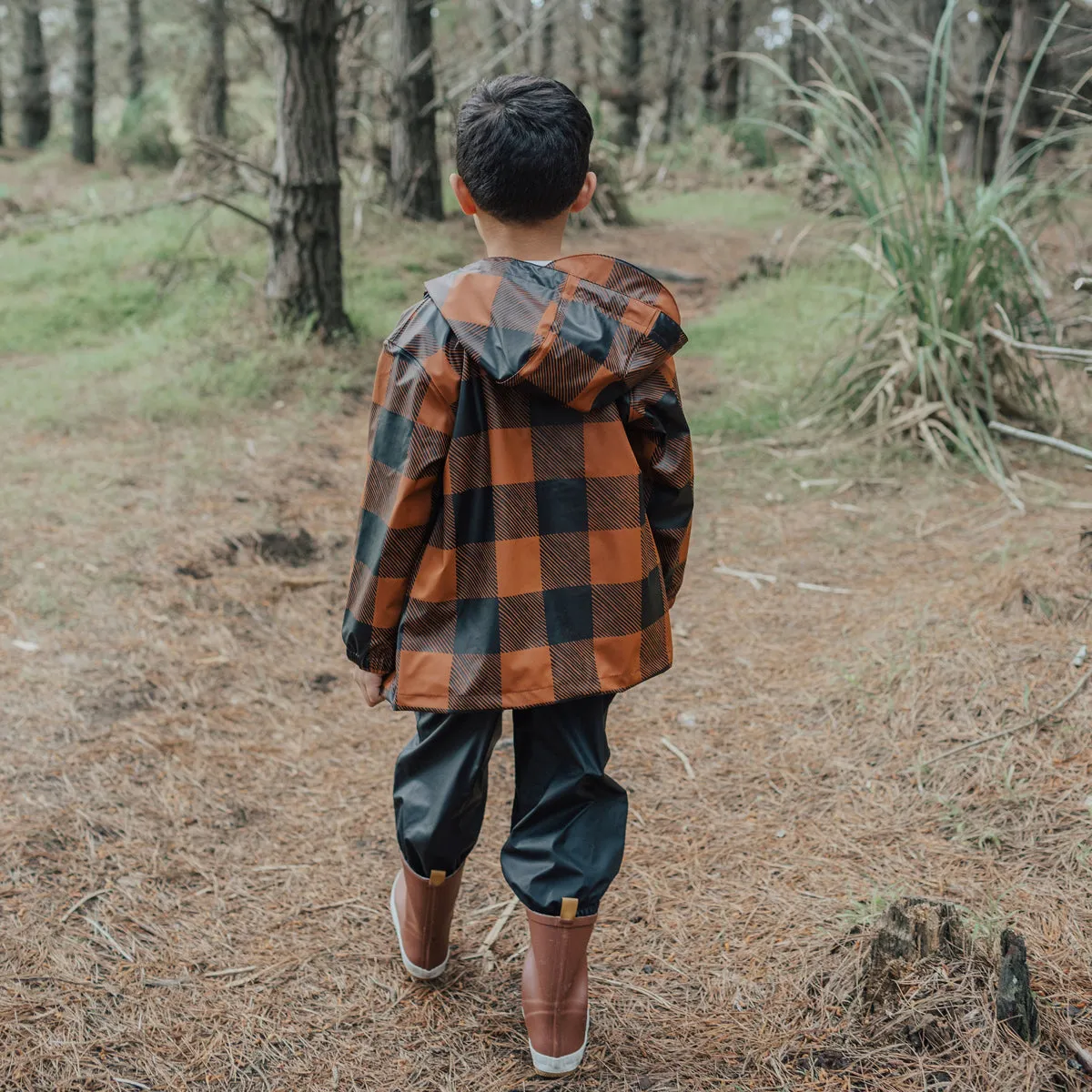 Crywolf Play Jacket Rust Plaid Raincoat