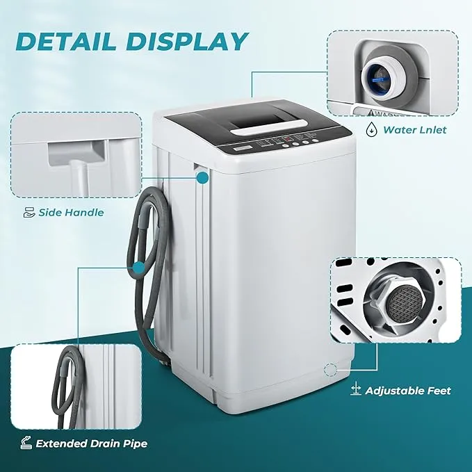 EUHOMY 1.03cu.ft Home Washer, Small Portable Washing Machine with 10 Programs 5 Water Levels