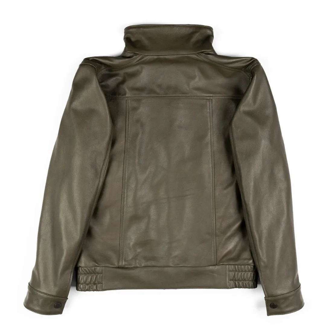 EVERGREEN VINTAGE  FLIGHT LEATHER JACKET - SMOKE GREEN