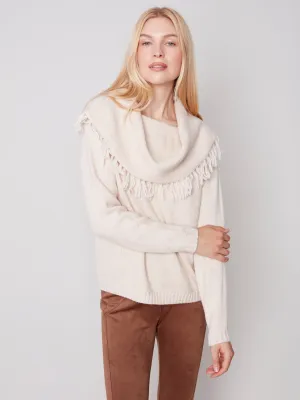 Fringed Cowl Neck Sweater