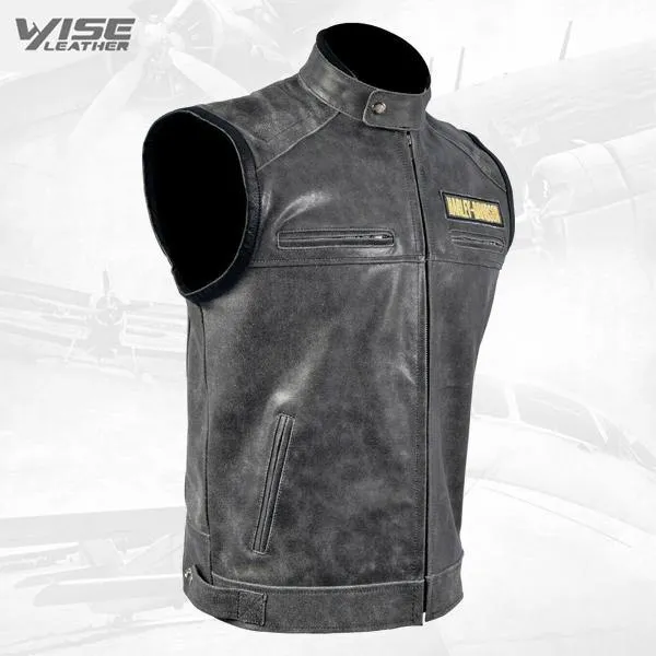 Harley Davidson Custom Sleeveless Men’s Cowhide Leather Motorcycle Jacket