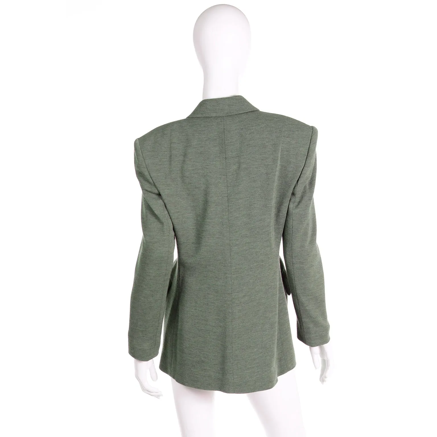 Isaac Mizrahi Heathered Green Double Breasted Jacket