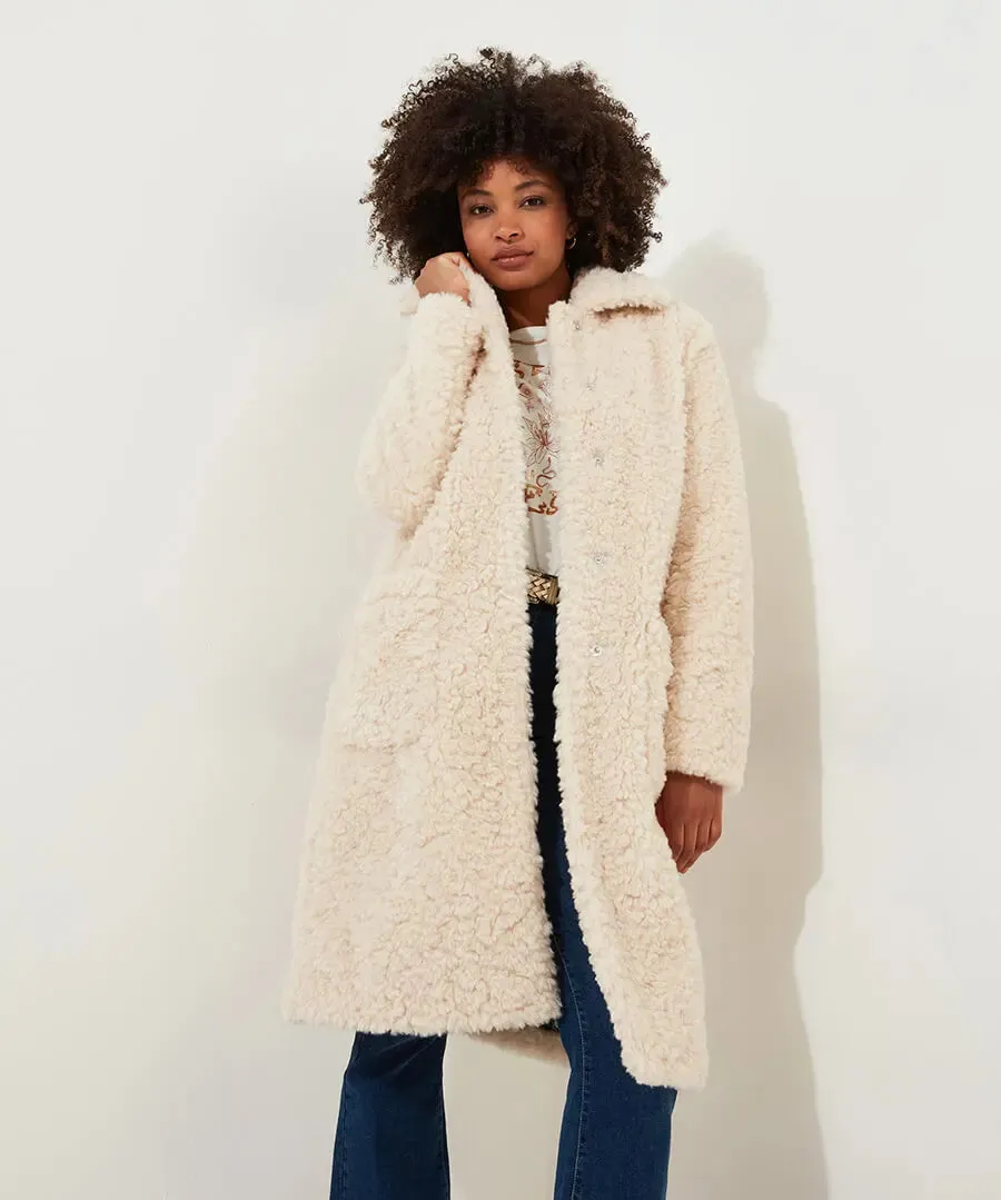 Joe Browns 14 Cream Cosy Up Furry Coat