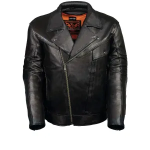 Leather King ML1057 Men’s Classic Black Leather Motorcycle Jacket w/ Multiple Vents