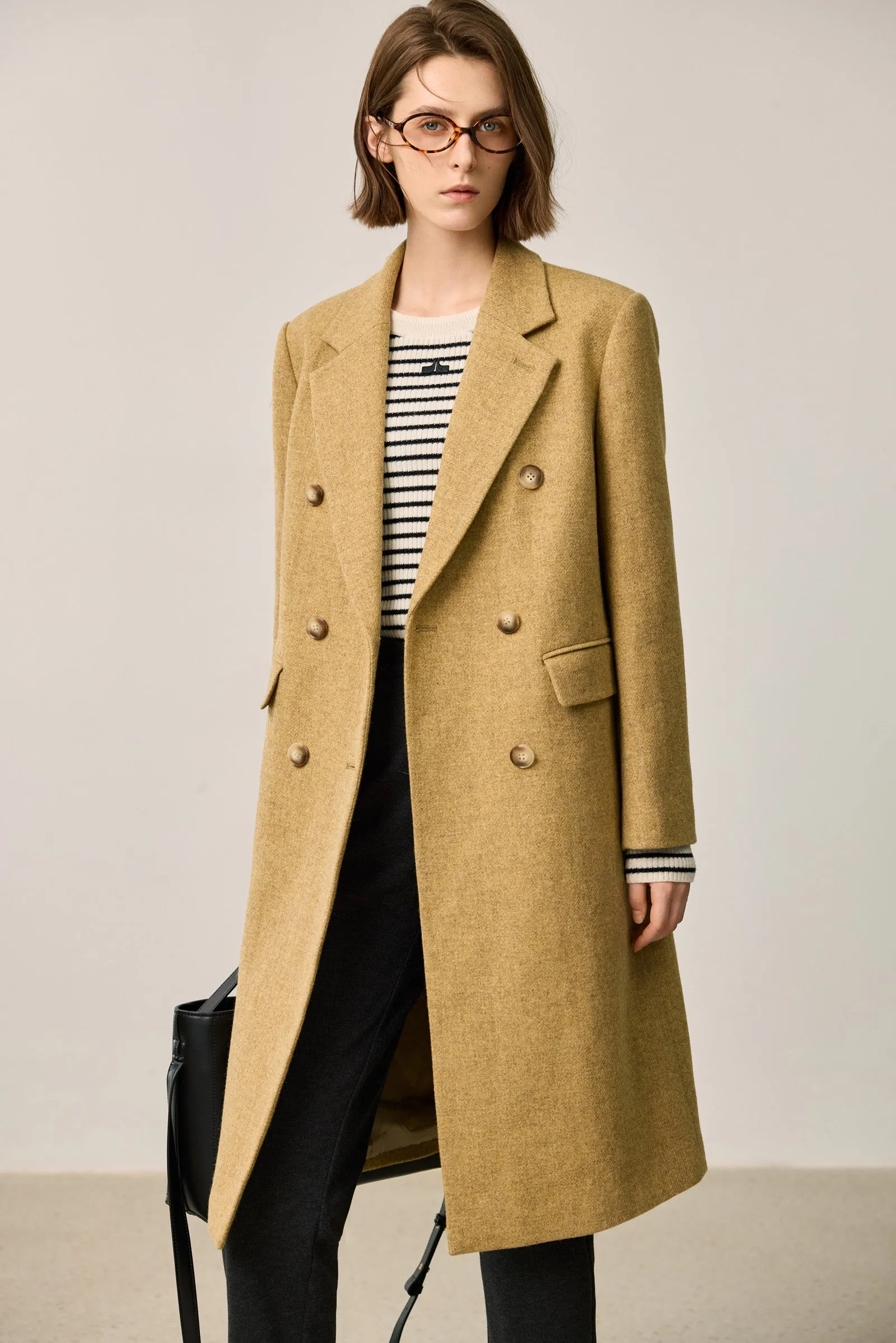 LILY Classic Wide-Shoulder Versatile Wool Coat