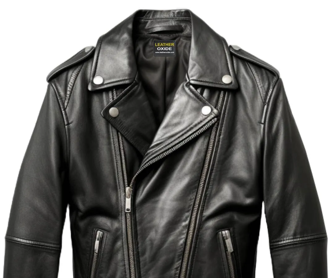 Men Black Leather Biker Jacket - Biker Leather Jacket