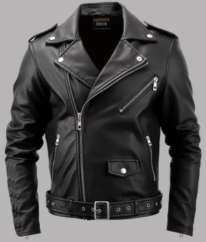 Men Boulevard Black Biker Leather Jacket