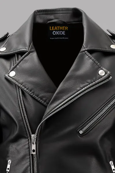 Men Boulevard Black Biker Leather Jacket