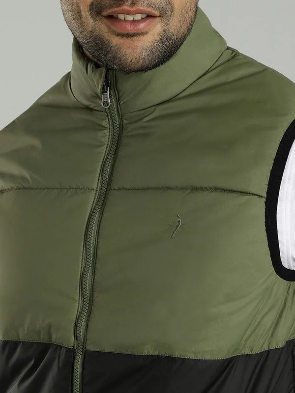 Men Solid Sleeveless Bomber Jacket