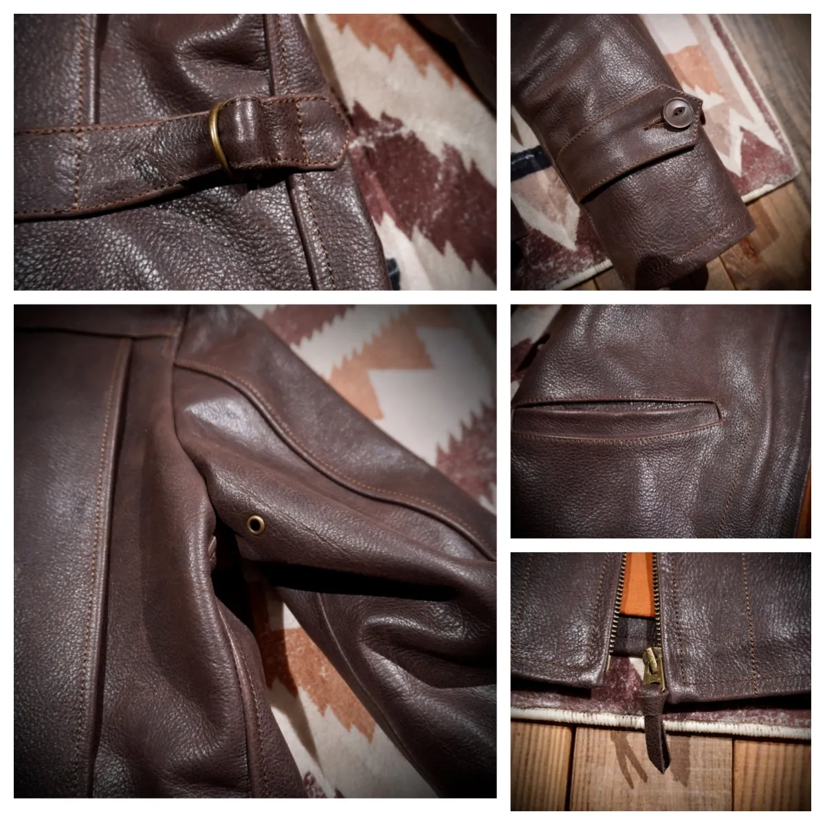 Men's 1940s  Vintage Leather Jacket Brown