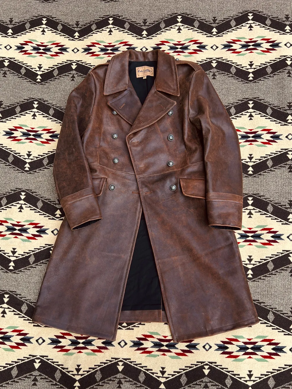 Men's German Army Leather Overcoat