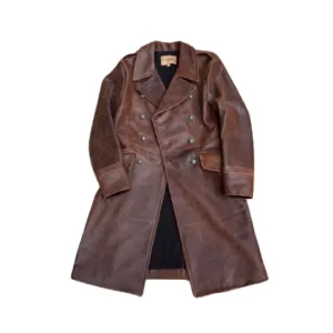 Men's German Army Leather Overcoat