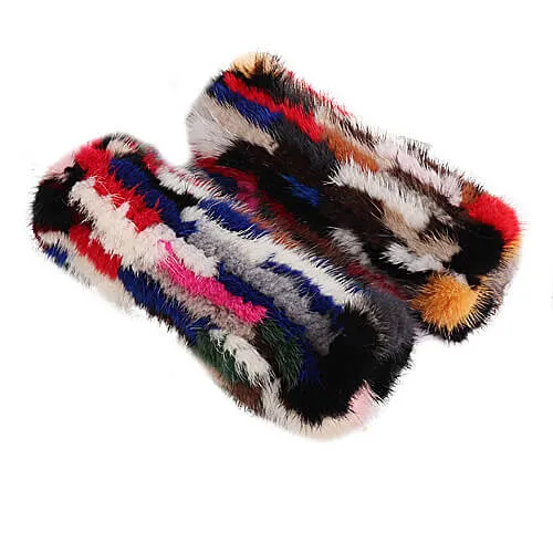 Mink fur half-finger gloves warm fur winter ladies cute all-match fingerless wristbands