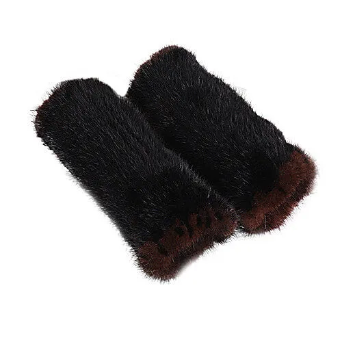 Mink fur half-finger gloves warm fur winter ladies cute all-match fingerless wristbands