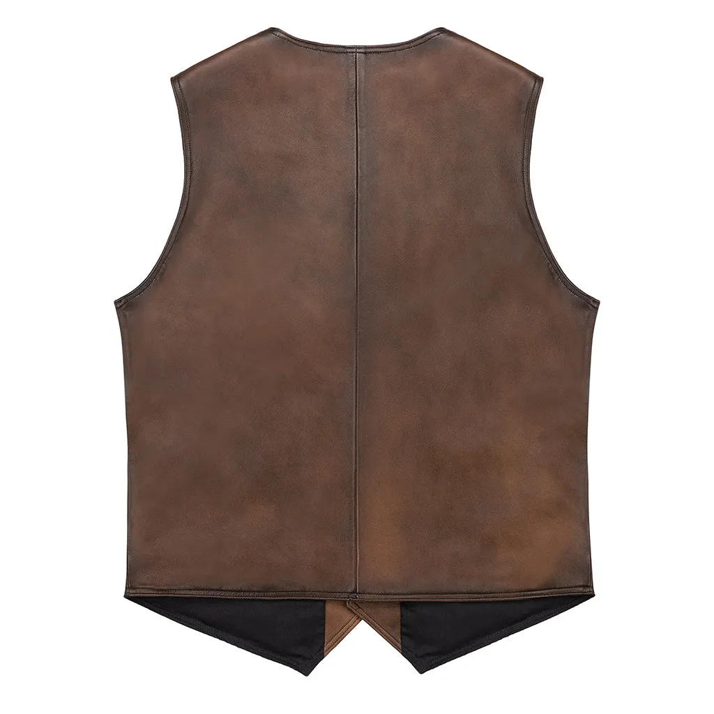 MONTANA LEATHER VEST - TOBACCO BROWN