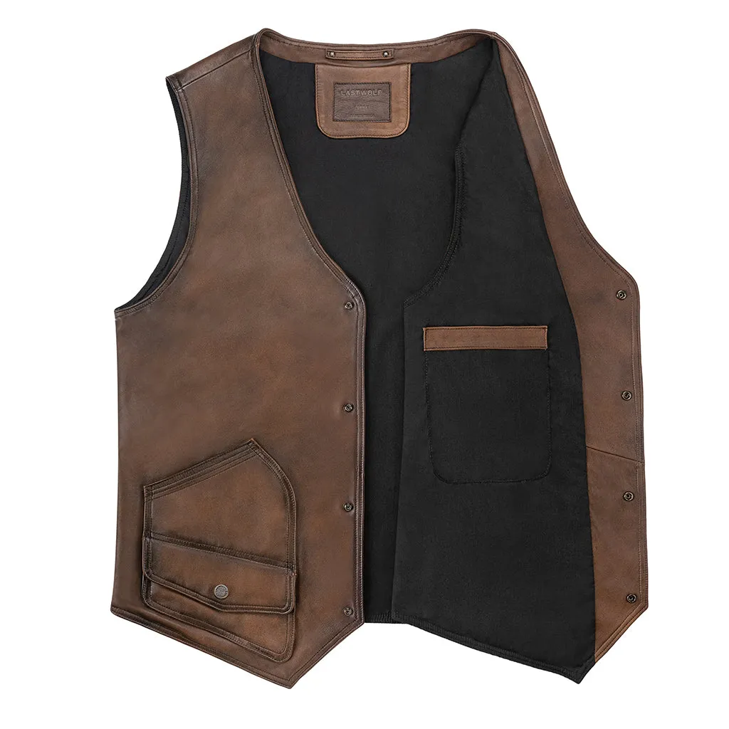 MONTANA LEATHER VEST - TOBACCO BROWN