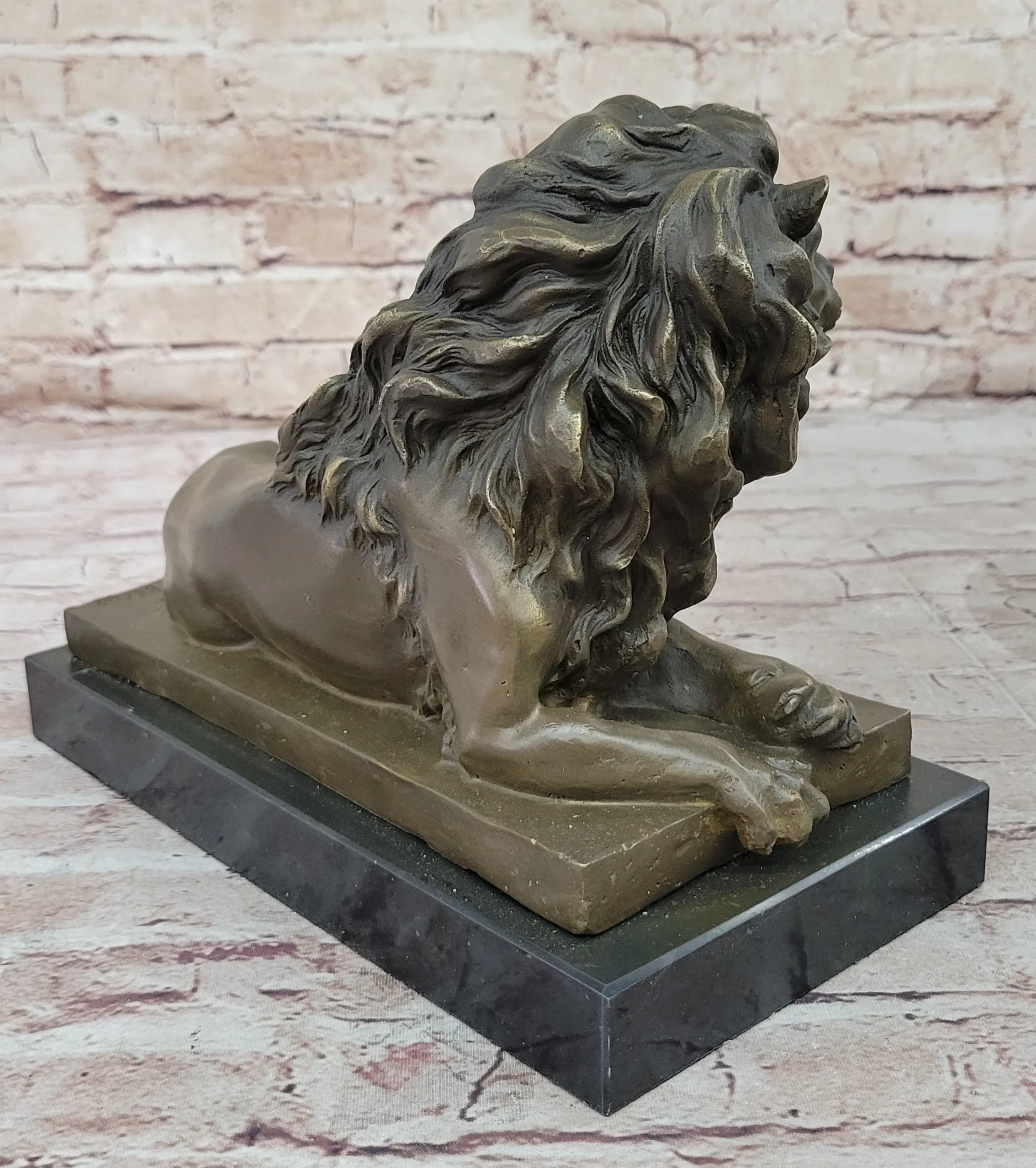 Rare Pure Bronze Sculpture Large Wild African Lion On Prowl Wildli Statue SALE