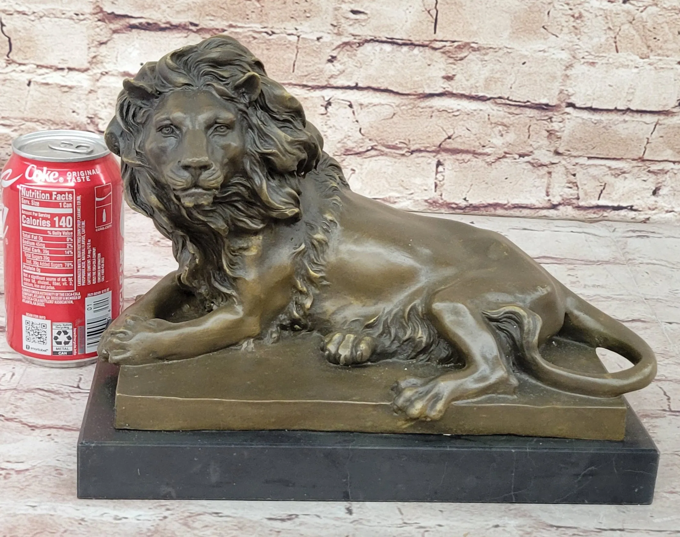 Rare Pure Bronze Sculpture Large Wild African Lion On Prowl Wildli Statue SALE