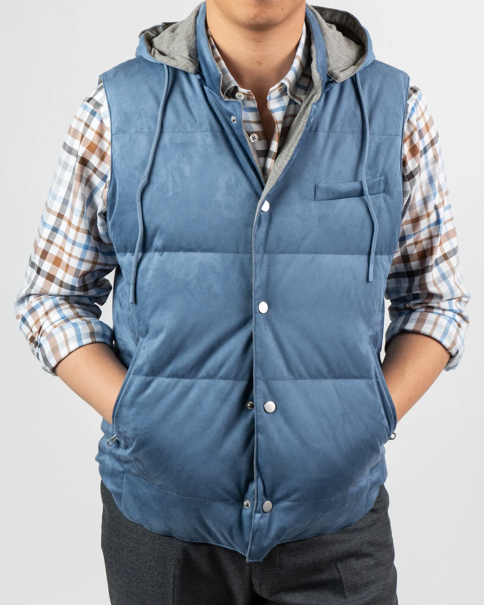 RC Reversible Ultrasuede Steel Blue/Grey Puffer Vest