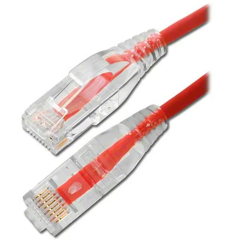 Slim Cat6 UTP Ethernet Patch Cord, 15' Red